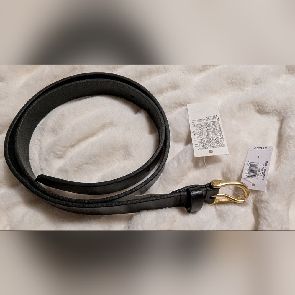 Black Leather Banana Republic Belt with Gold Buckle